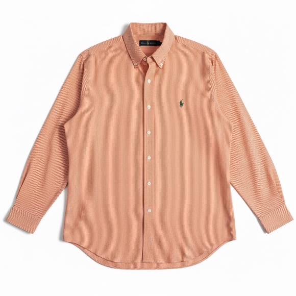 Ralph Lauren Other - Ralph Lauren Pinstripe Button Down Shirt Orange White Classic Fit Preppy Work XL